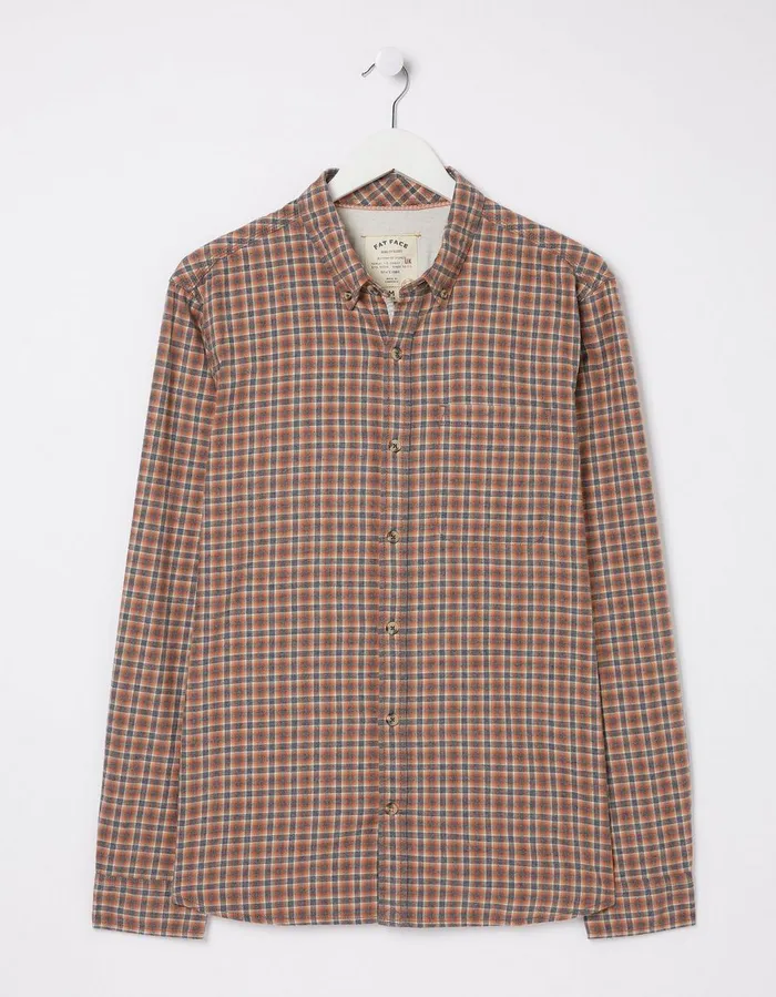 Burdon Gingham Shirt Orange Men FatFace Shirts