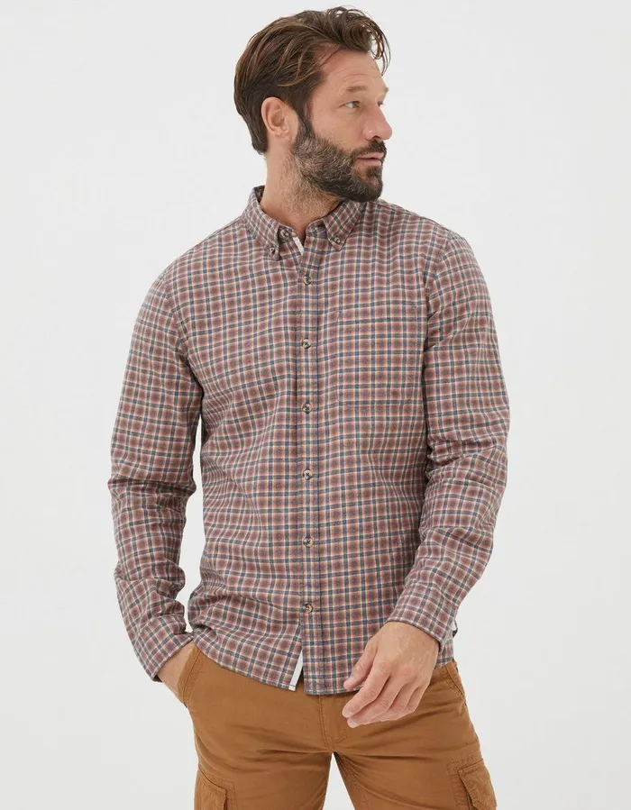 Burdon Gingham Shirt Orange Men FatFace Shirts