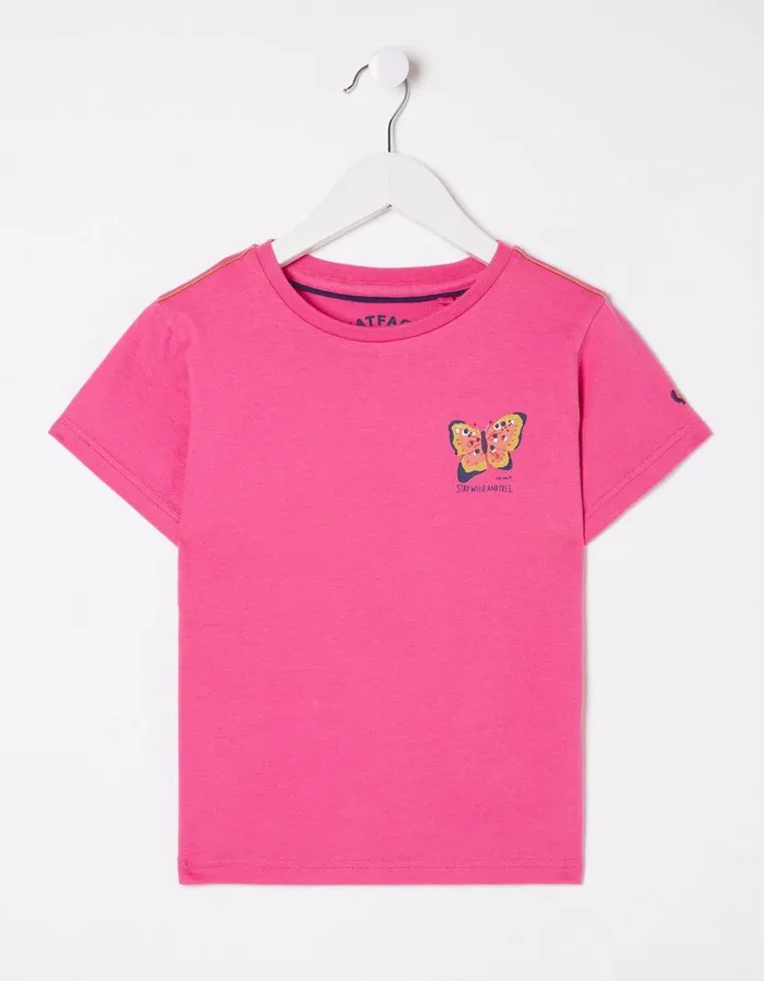 Butterfly Fact Jersey T Shirt Washed Pink Girls FatFace Tops and TShirts