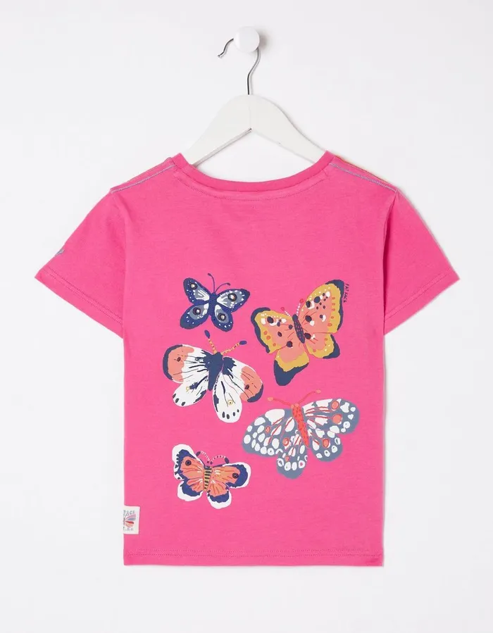 Butterfly Fact Jersey T Shirt Washed Pink Girls FatFace Tops and TShirts