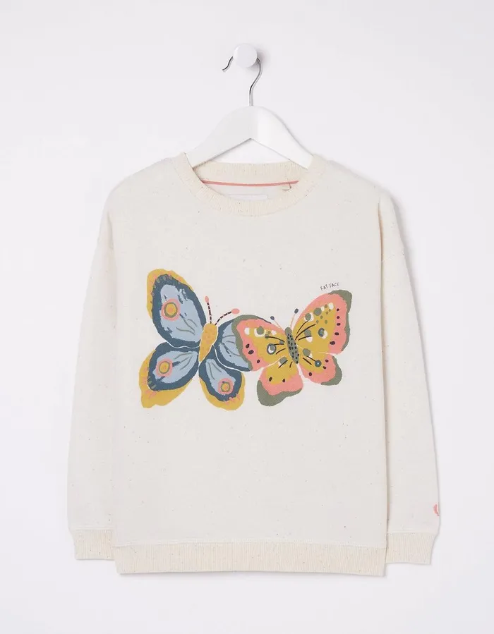 Butterfly Sweatshirt Natural White Girls FatFace Sweatshirts and Hoodies