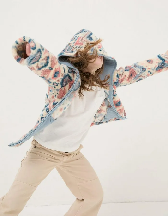 Butterfly Zip Through Fleece Natural Girls FatFace Coats and Jackets