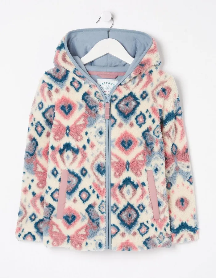 Butterfly Zip Through Fleece Natural Girls FatFace Coats and Jackets
