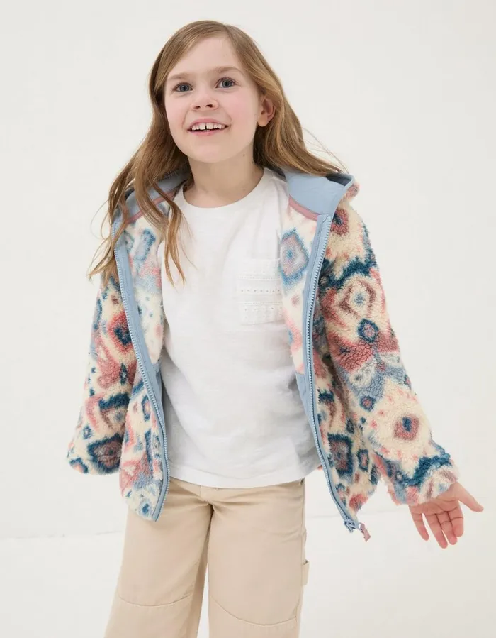 Butterfly Zip Through Fleece Natural Girls FatFace Coats and Jackets