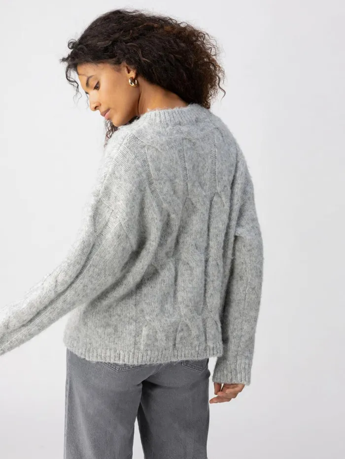 Cable Crew Sweater Heather Grey Women Sanctuary Clothing Sweaters and Cardis Cable Crew Sweater Heather Grey Women Sanctuary Clothing Sweaters and Cardis