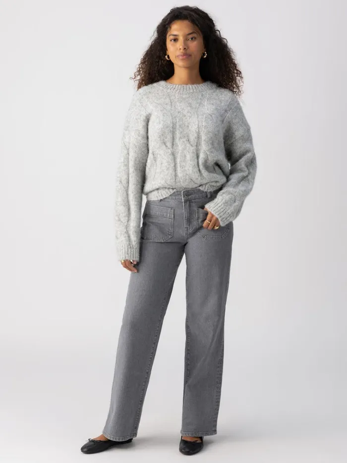 Cable Crew Sweater Heather Grey Women Sanctuary Clothing Sweaters and Cardis Cable Crew Sweater Heather Grey Women Sanctuary Clothing Sweaters and Cardis
