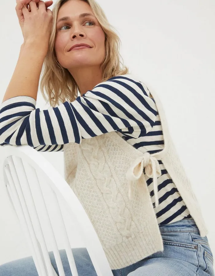 Cable Tie Side Tank Ivory Women FatFace Knitwear