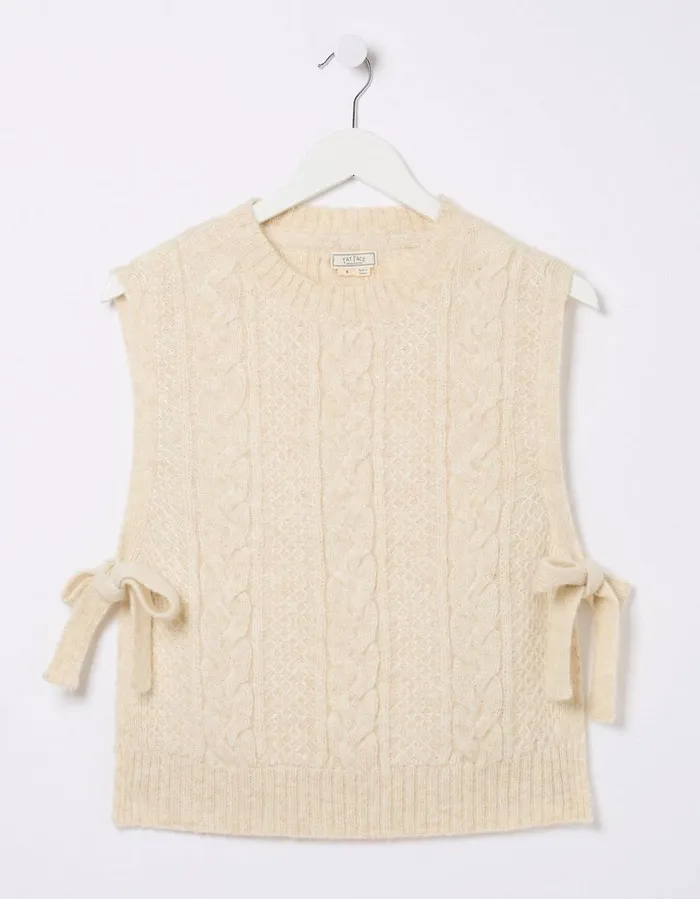Cable Tie Side Tank Ivory Women FatFace Knitwear