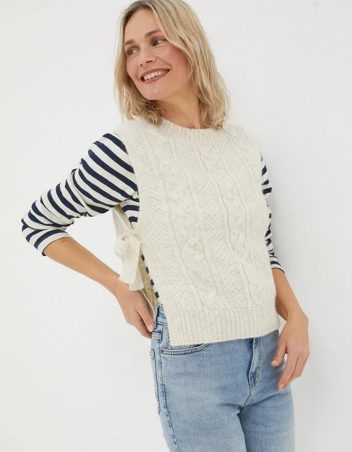 Cable Tie Side Tank Ivory Women FatFace Knitwear