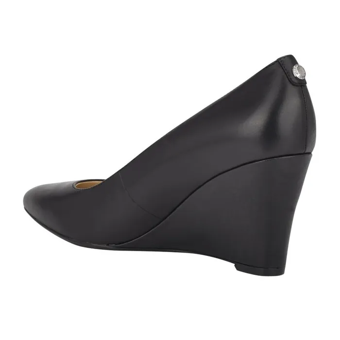 Cal 92159 Dress Wedges Black Leather Women Nine West Heels