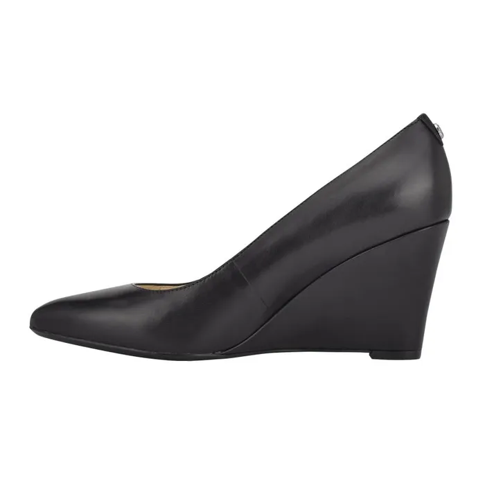 Cal 92159 Dress Wedges Black Leather Women Nine West Heels