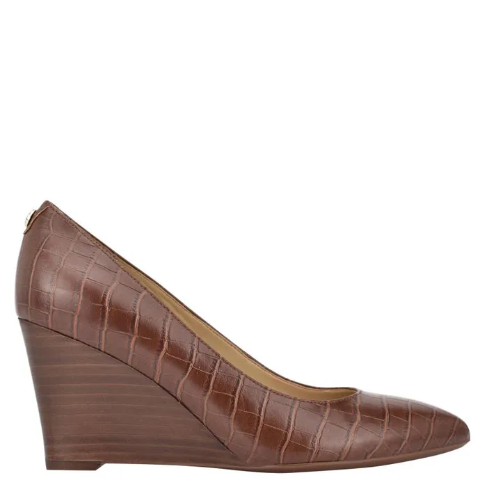 Cal 92159 Dress Wedges Brown Embossed Croco Women Nine West Heels