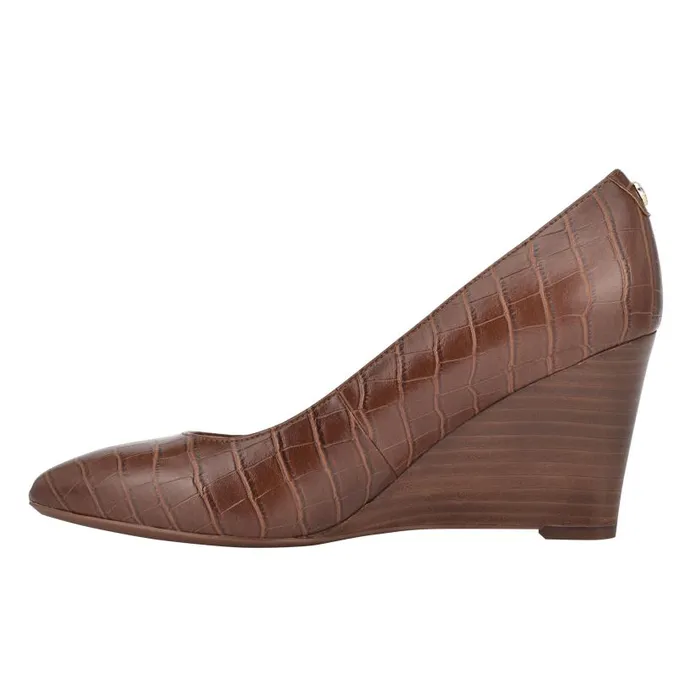 Cal 92159 Dress Wedges Brown Embossed Croco Women Nine West Heels