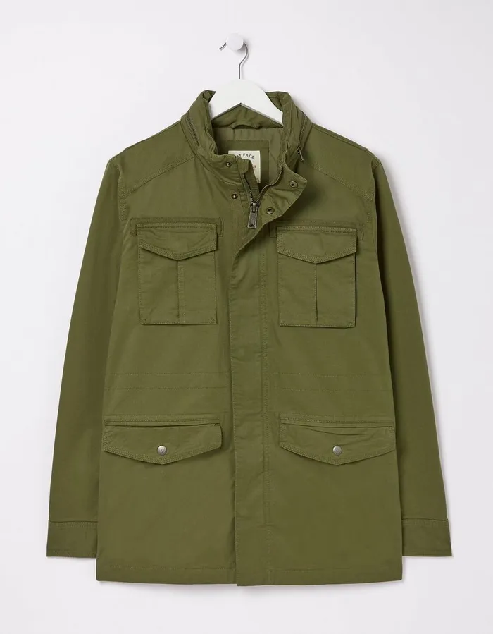 Calcot Cotton 4 Pocket Jacket Khaki Green Men FatFace Coats and Jackets