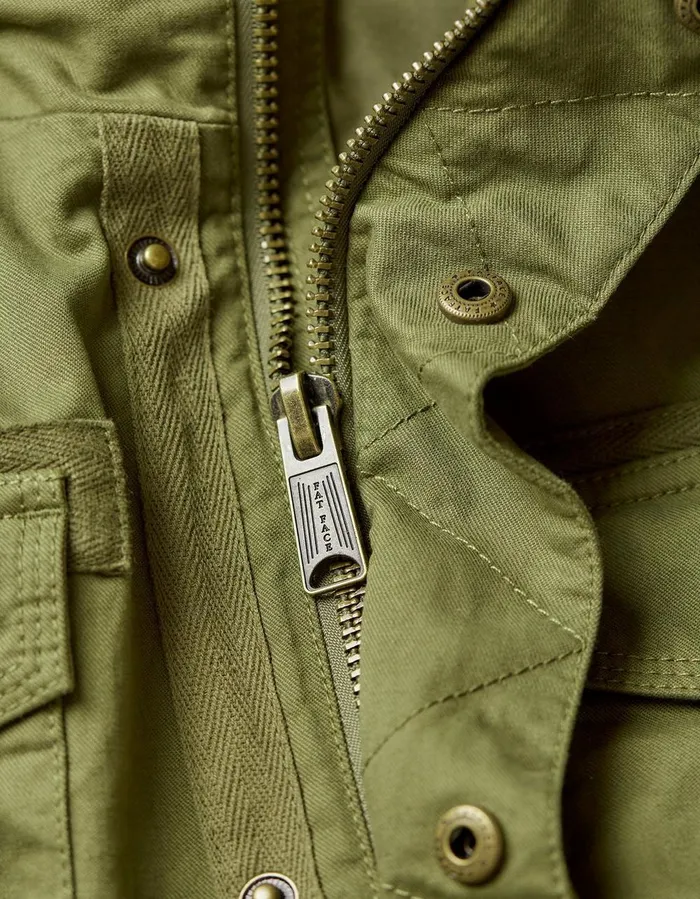 Calcot Cotton 4 Pocket Jacket Khaki Green Men FatFace Coats and Jackets
