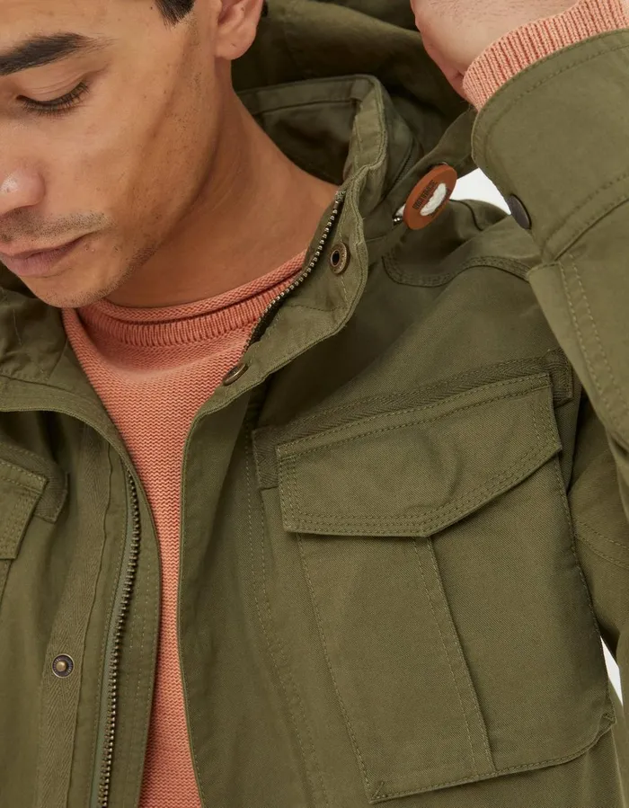 Calcot Cotton 4 Pocket Jacket Khaki Green Men FatFace Coats and Jackets