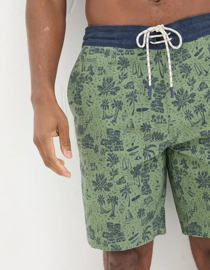 Camber Beach Print Swim Shorts Green Men FatFace Swimwear