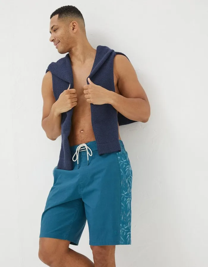 Camber Panel Print Swim Shorts Teal Green Men FatFace Swimwear