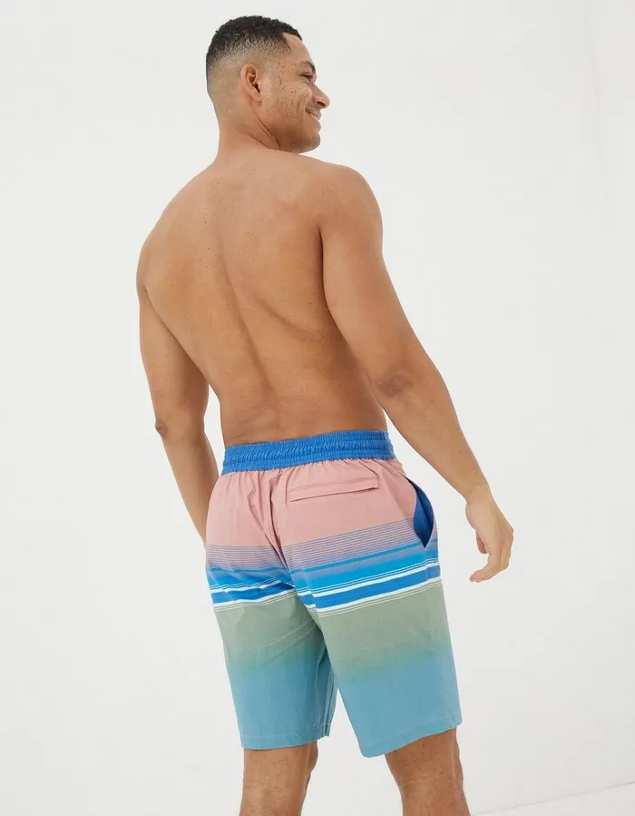 Camber Placement Stripe Swim Shorts Pink Men FatFace Swimwear