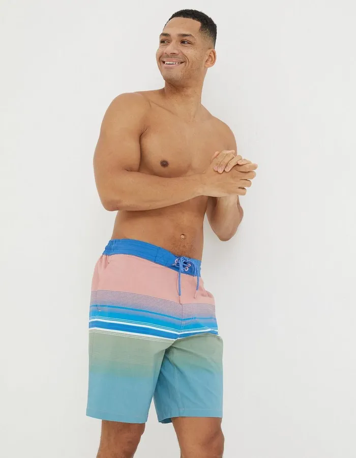Camber Placement Stripe Swim Shorts Pink Men FatFace Swimwear
