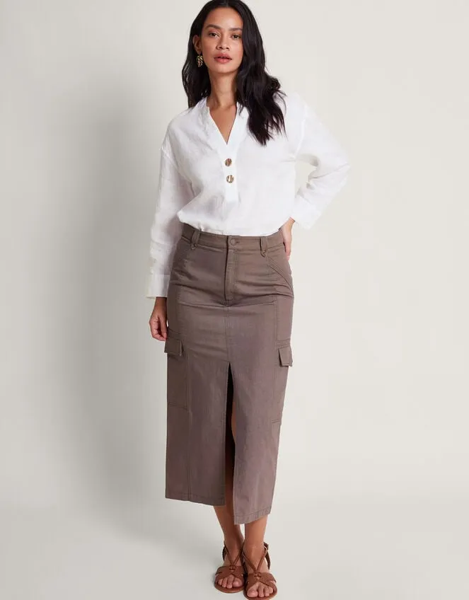Camille Button Linen Top White Women Monsoon Tops and Blouses