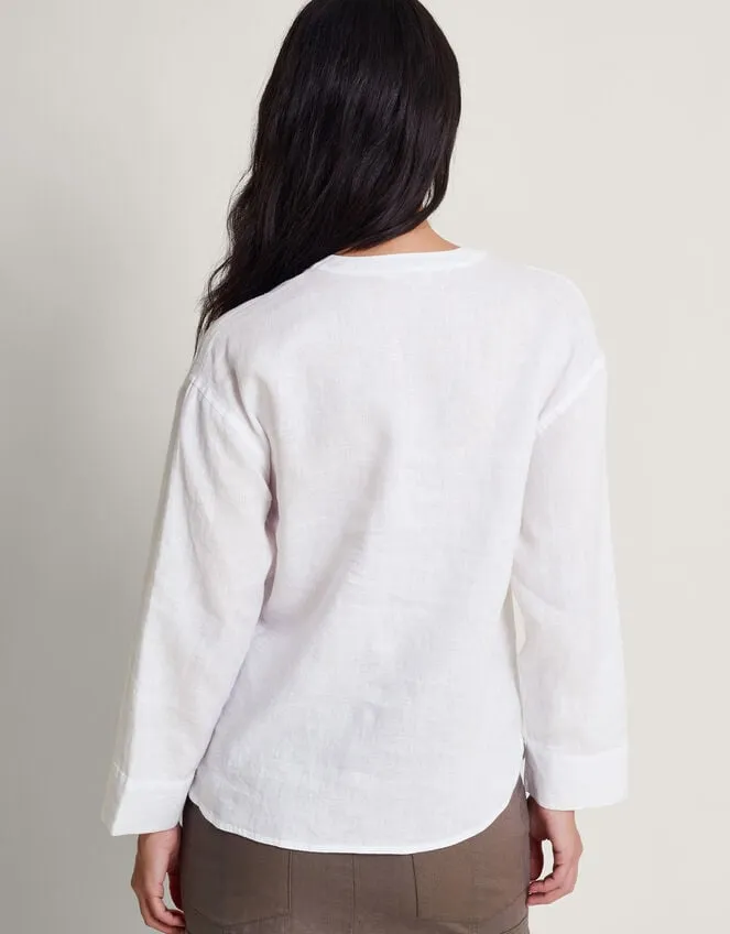 Camille Button Linen Top White Women Monsoon Tops and Blouses