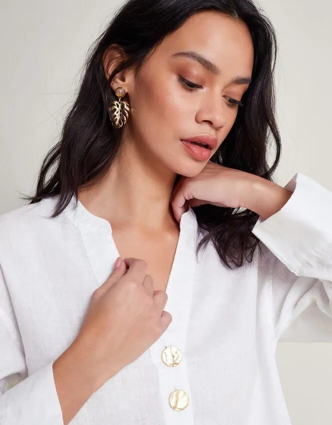Camille Button Linen Top White Women Monsoon Tops and Blouses