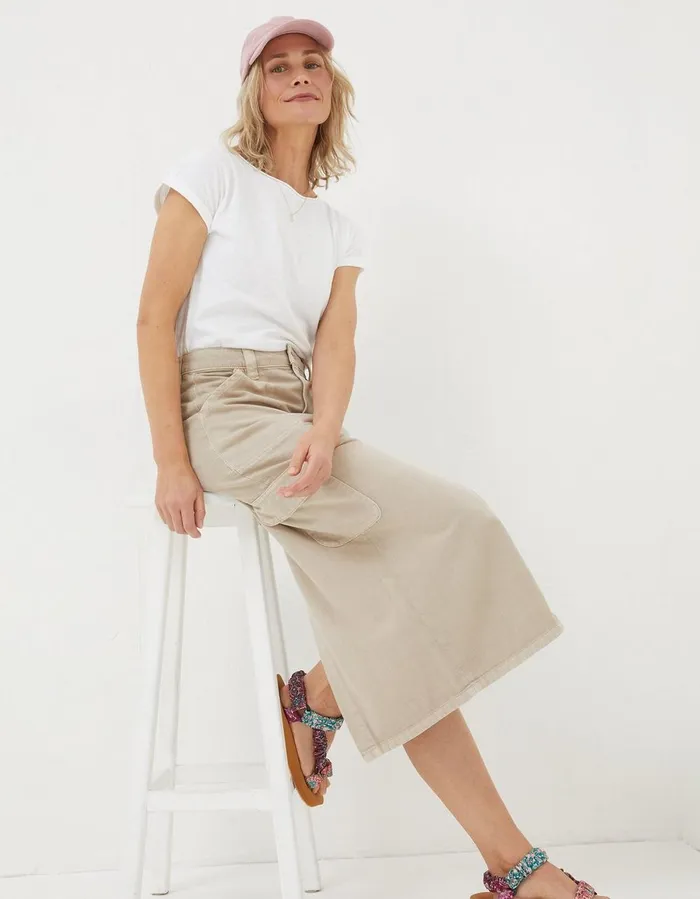 Candace Cargo Midi Skirt Stone Women FatFace Skirts