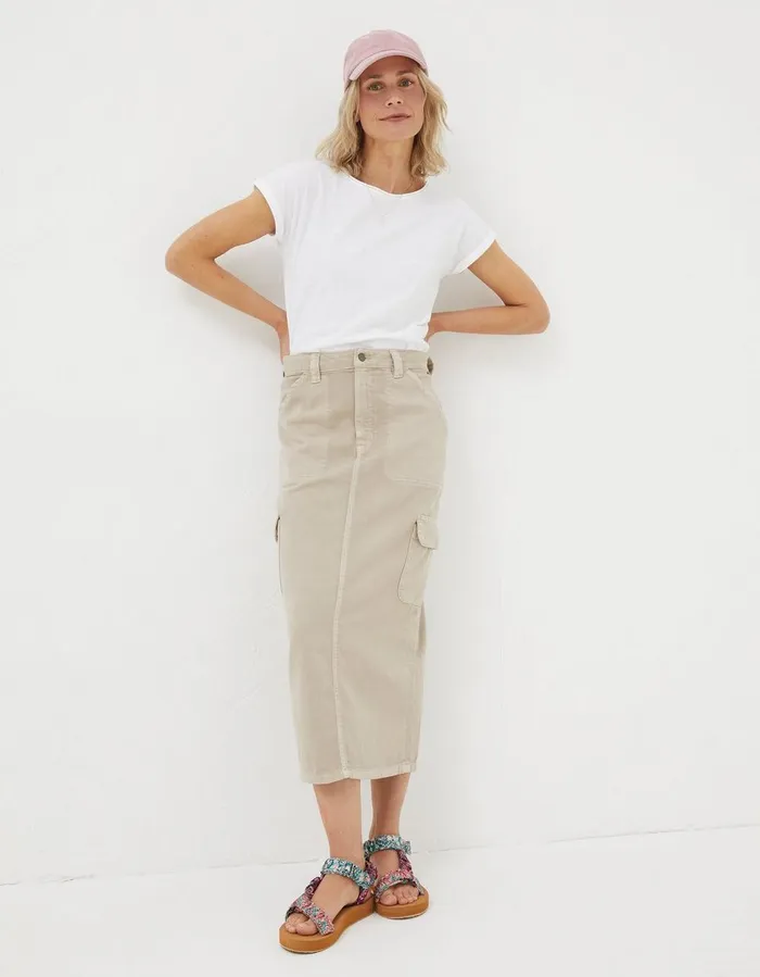 Candace Cargo Midi Skirt Stone Women FatFace Skirts