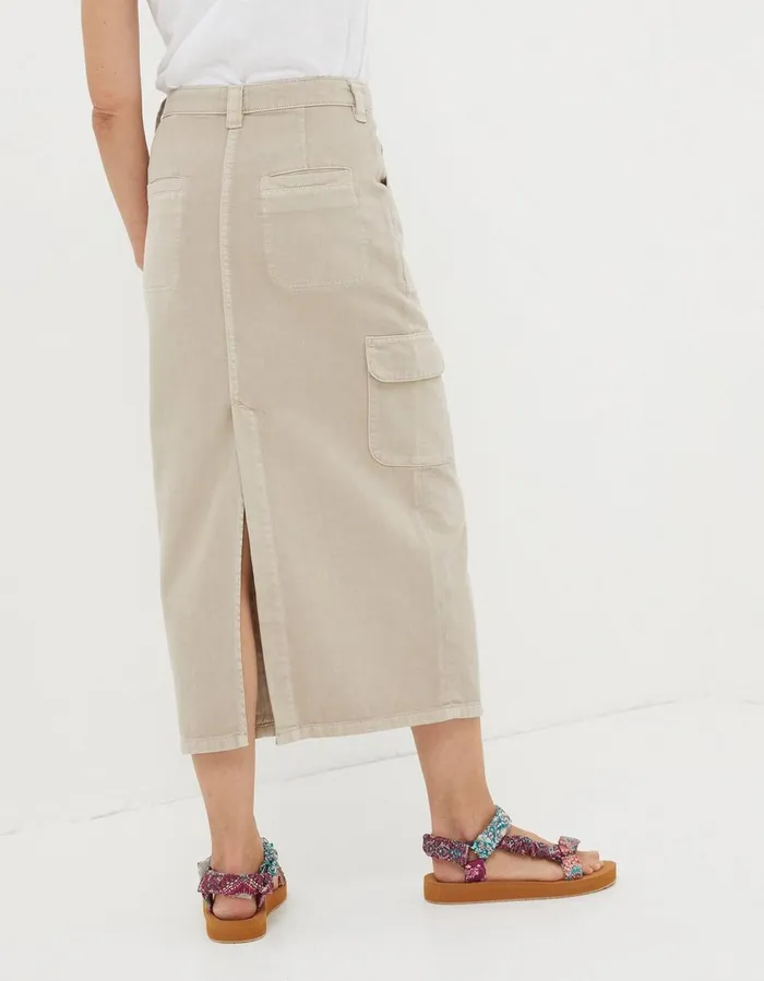 Candace Cargo Midi Skirt Stone Women FatFace Skirts