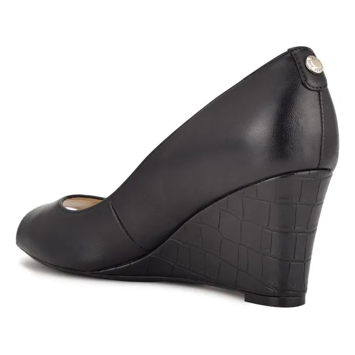Cape 92159 Dress Wedges Black Leather Women Nine West Heels