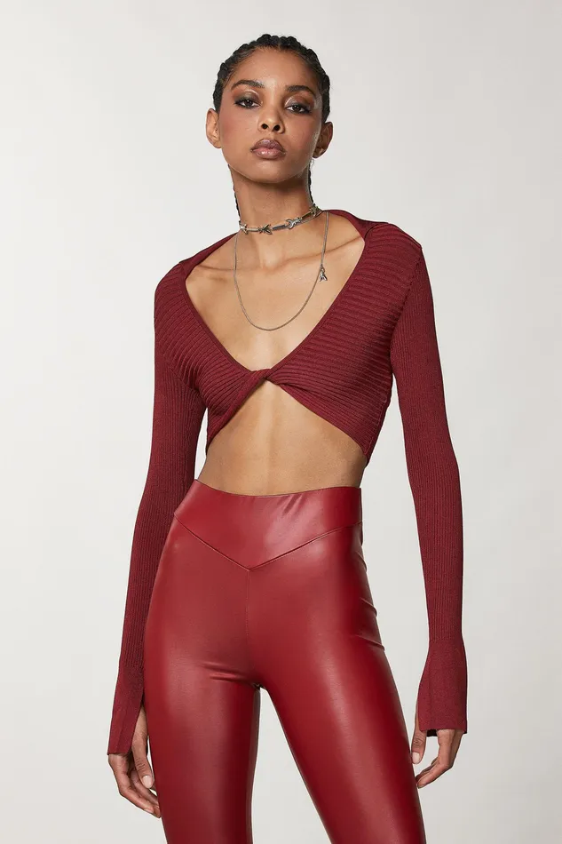 Cardigans Women Patrizia Pepe Slim Fit Viscose Knitted Top Martian Red