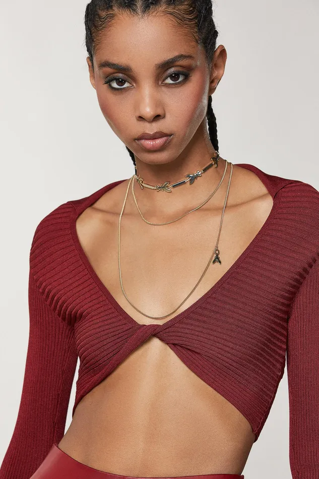 Cardigans Women Patrizia Pepe Slim Fit Viscose Knitted Top Martian Red