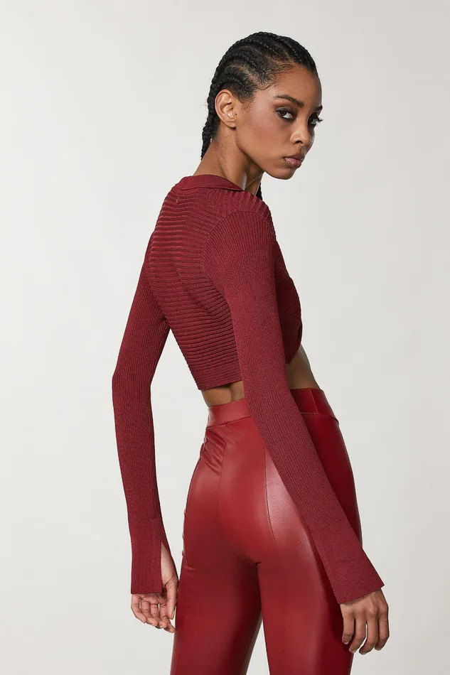 Cardigans Women Patrizia Pepe Slim Fit Viscose Knitted Top Martian Red
