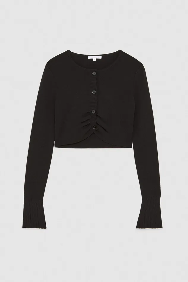Cardigans Women Patrizia Pepe Viscose Blend Cropped Cardigan Nero