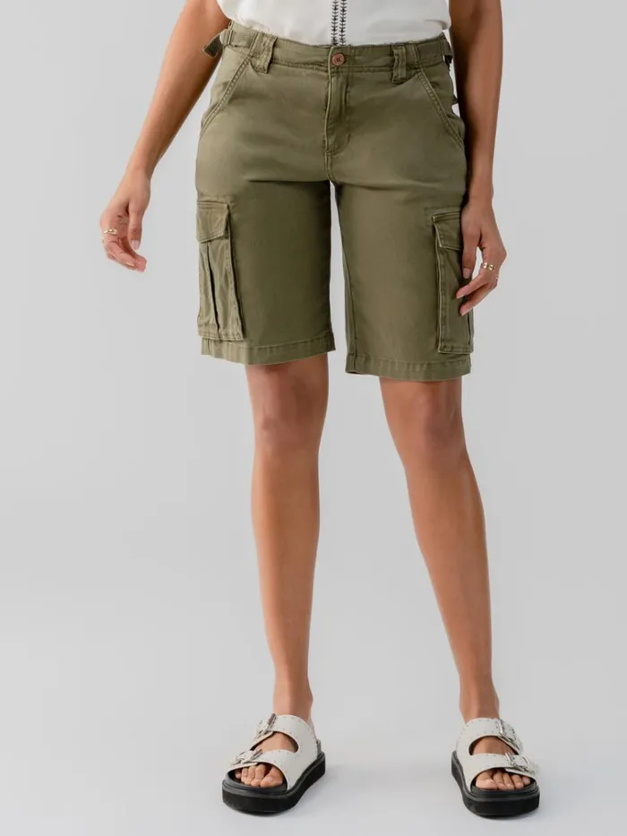 Cargo Long Standard Rise Short Burnt Olive Women Sanctuary Clothing Shorts