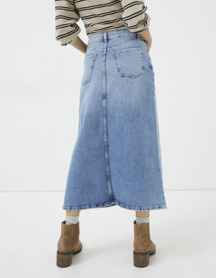 Carla Denim Midi Skirt Washed Blue Women FatFace Skirts