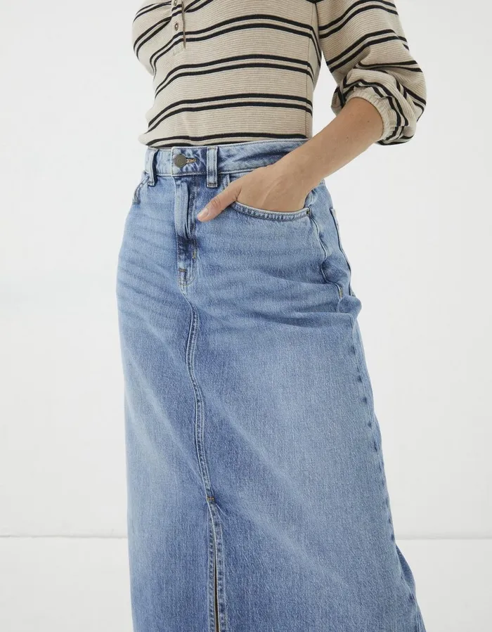Carla Denim Midi Skirt Washed Blue Women FatFace Skirts