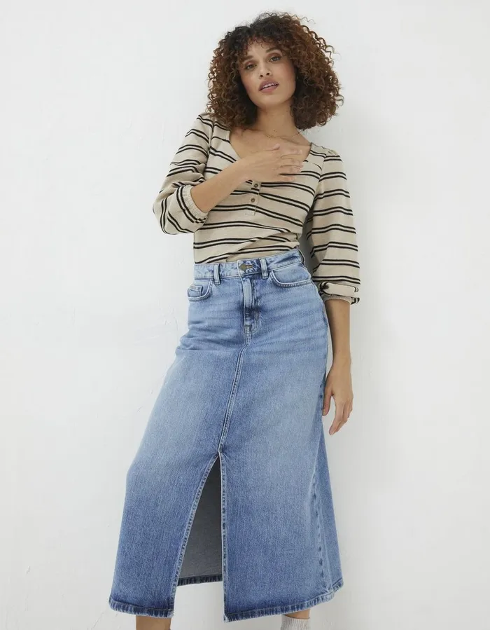 Carla Denim Midi Skirt Washed Blue Women FatFace Skirts