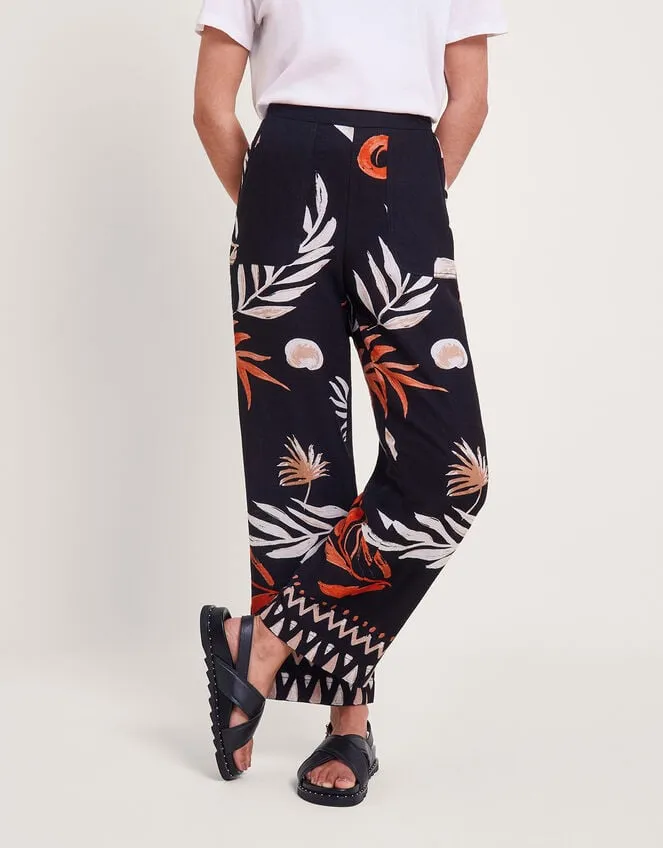 Carlotta Print Trousers Black Women Monsoon Linen