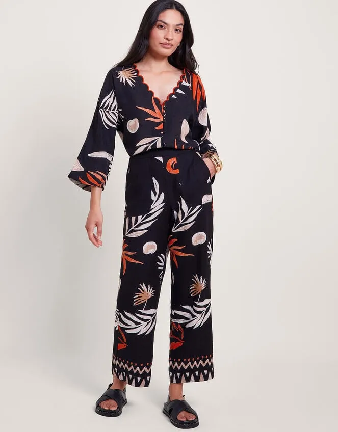 Carlotta Print Trousers Black Women Monsoon Linen