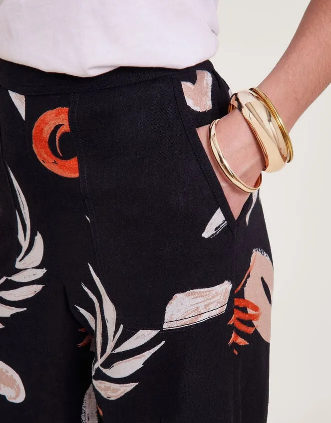 Carlotta Print Trousers Black Women Monsoon Linen