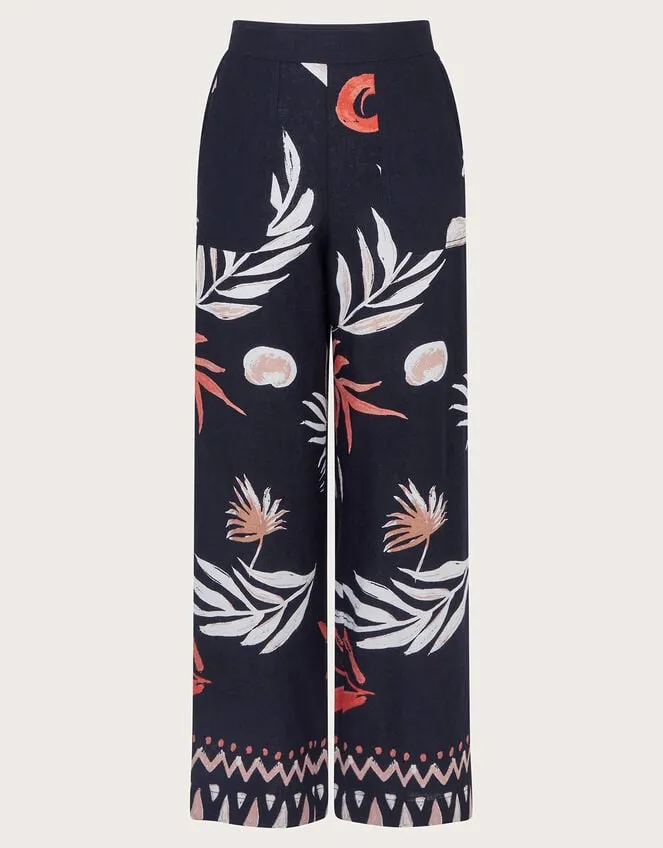Carlotta Print Trousers Black Women Monsoon Linen