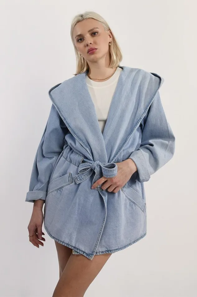 Casaul Denim Hooded Jacket LIGHT BLUE DENIM Women Molly Bracken Blazers
