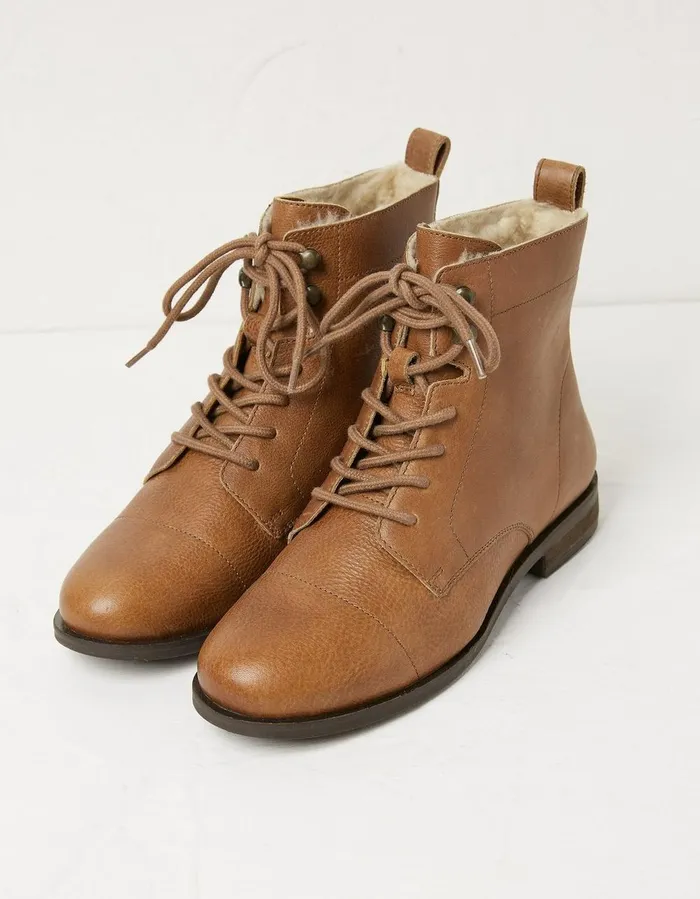 Catrin Lace Up Ankle Boot Tan Women FatFace Boots