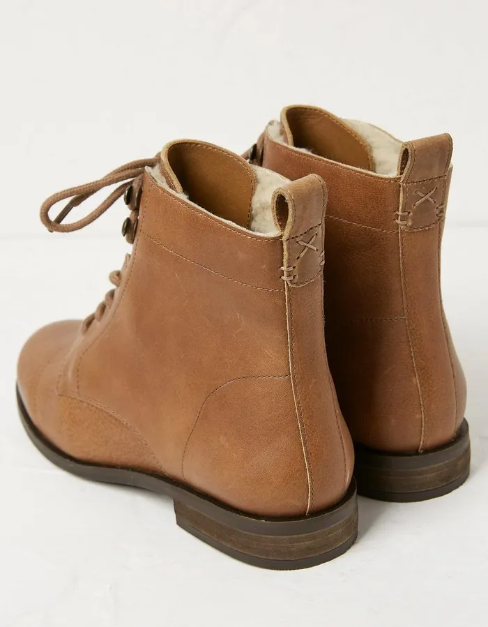 Catrin Lace Up Ankle Boot Tan Women FatFace Boots