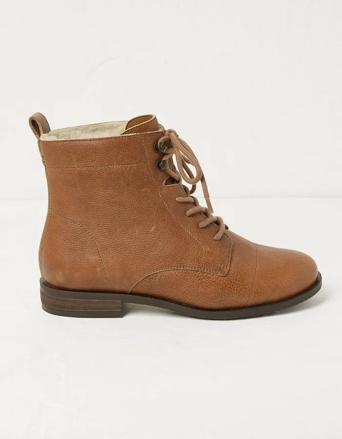 Catrin Lace Up Ankle Boot Tan Women FatFace Boots