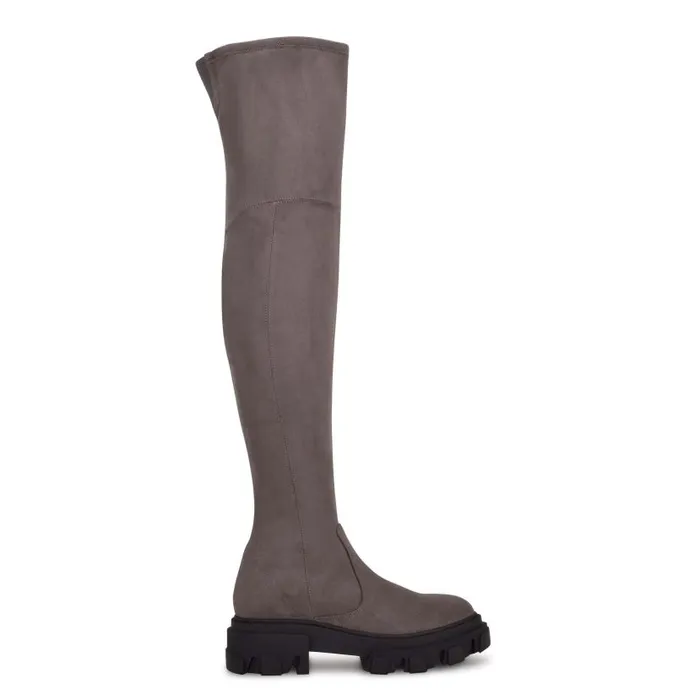 Cellie Over The Knee Lug Sole Boots Charcoal Women Nine West Boots and Booties