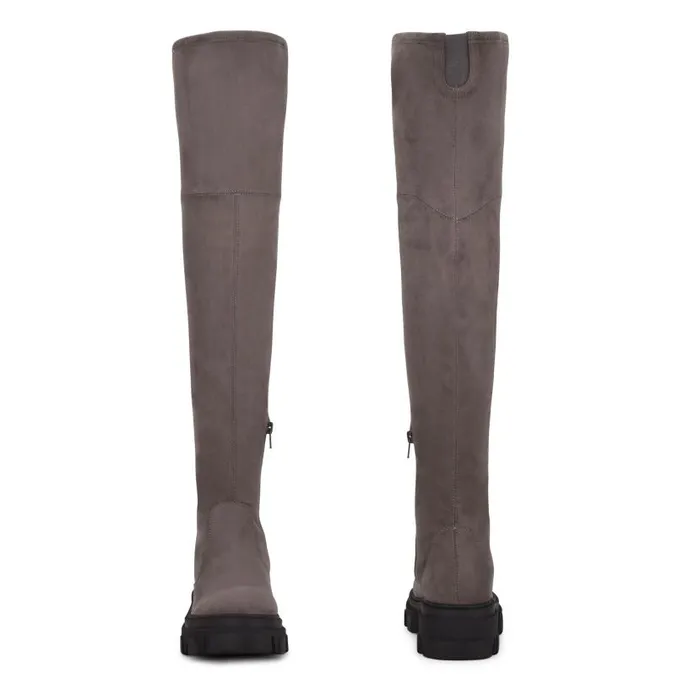Cellie Over The Knee Lug Sole Boots Charcoal Women Nine West Boots and Booties