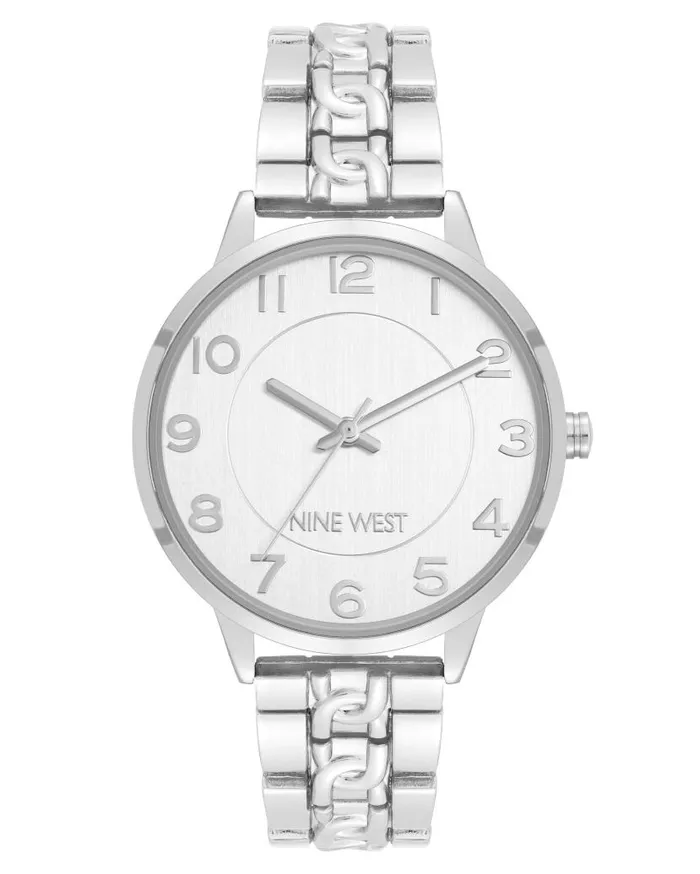 Chain Pattern Bracelet Watch Silver WomenMen Nine West Watches
